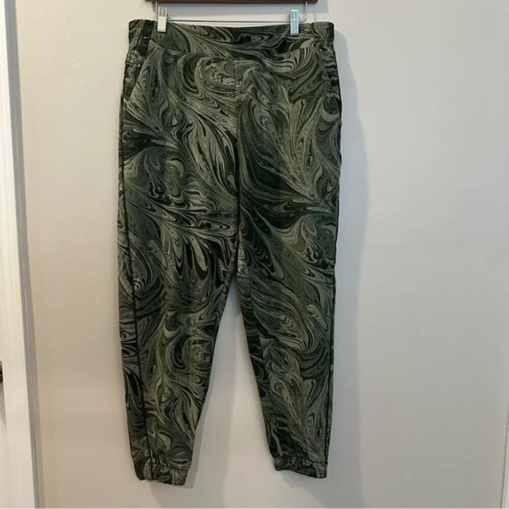 Athleta Brooklyn Jogger High Rise Pants Sumi Marble Green Size 16